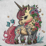 Picture of Charming floral unicorn embroidery design! 