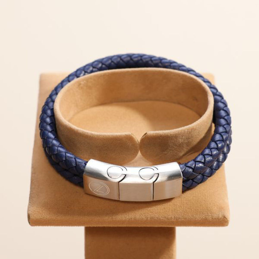 Picture of Blue Double Leather Bracelet from Zeus