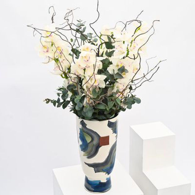 Picture of White Cympedium | Art Vase