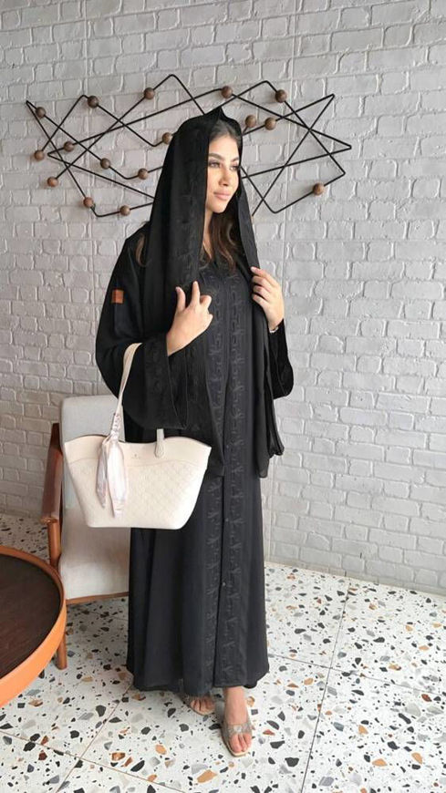 Picture of Practical cover abaya with black embroidery