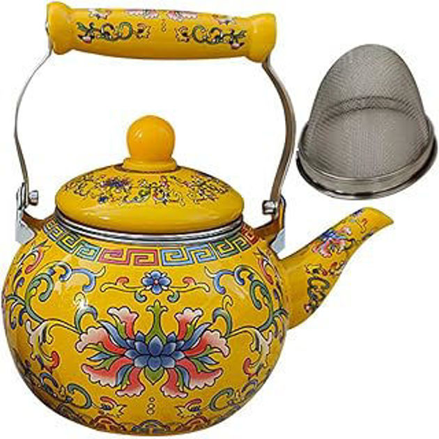 Picture of 15 enameled tea kettles