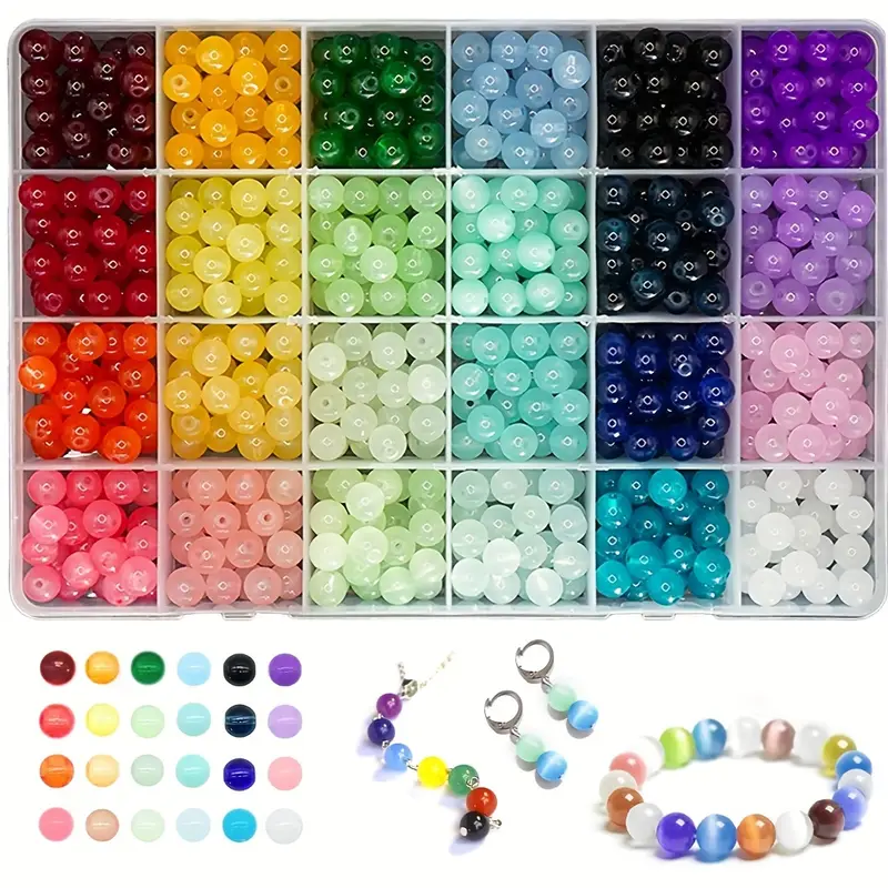 Picture of 100pcs Glass Round Beads 24 Colors 8mm 