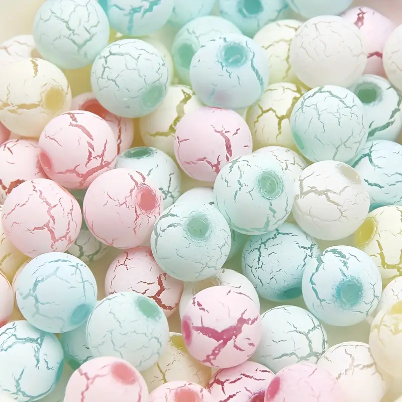 Picture of 50pcs White Frost Cracked Acrylic Beads