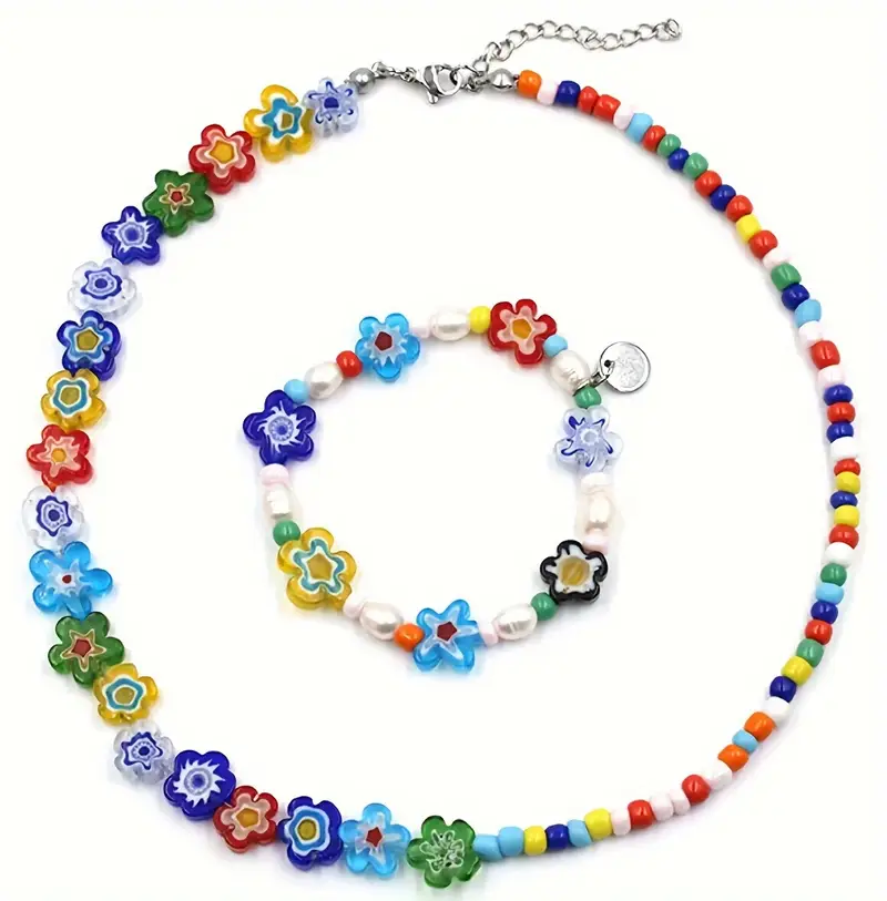 Picture of Colorful Mini Floral Glass Beads