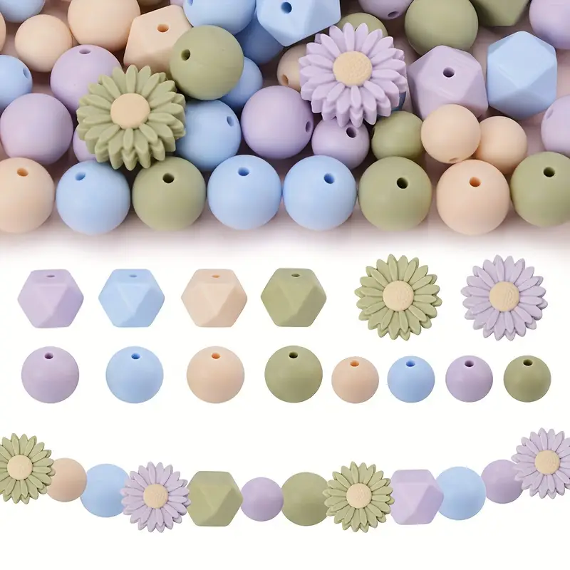 Picture of 35 pcs Daisy Silicone Bead Set 