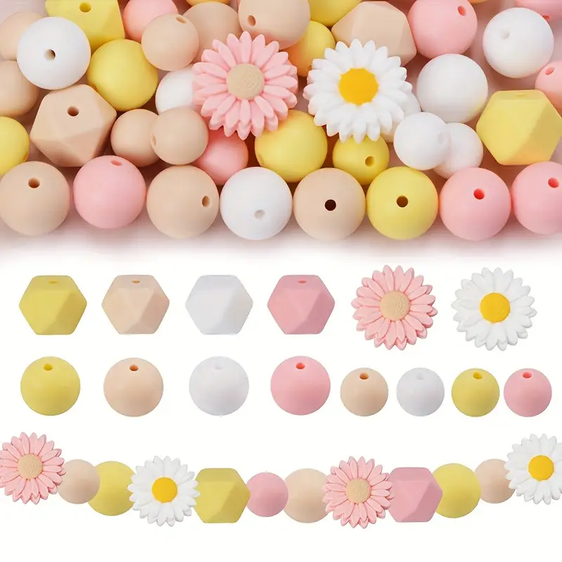 Picture of 35pcs yellow Daisy  Bead Set