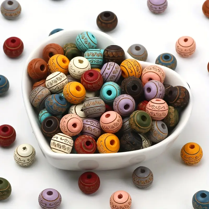 Picture of 30pcs Mixed Colors Natural Wood Beads